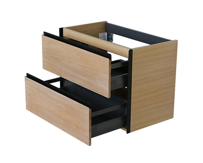 Lotus onderkast met 2 laden 80 x 45,2 cm naturel eik/mat zwart - WDtegels