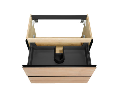 Lotus onderkast met 2 laden 80 x 45,2 cm naturel eik/mat zwart - WDtegels