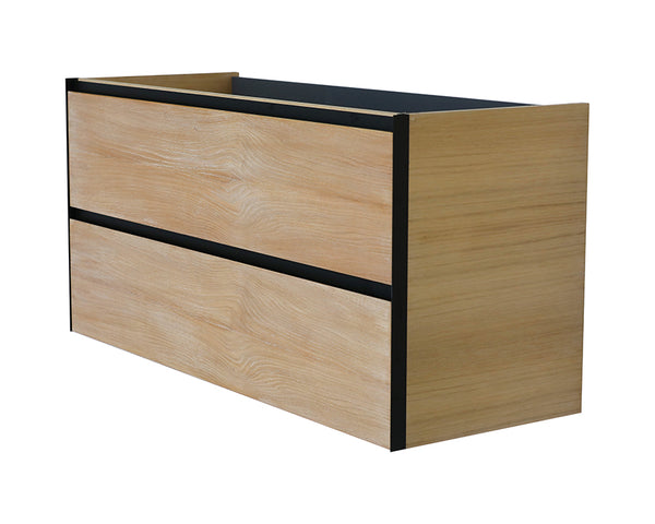 Lotus onderkast 120x45,2cm met 2 laden 2 uitsparingen - naturel eik/mat zwart