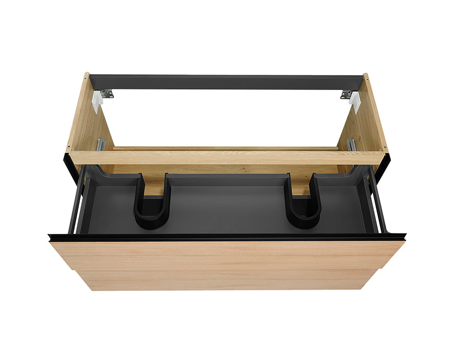 Lotus onderkast met 2 laden 2 uitsparingen 120 x 45,2 cm naturel eik/mat zwart - WDtegels