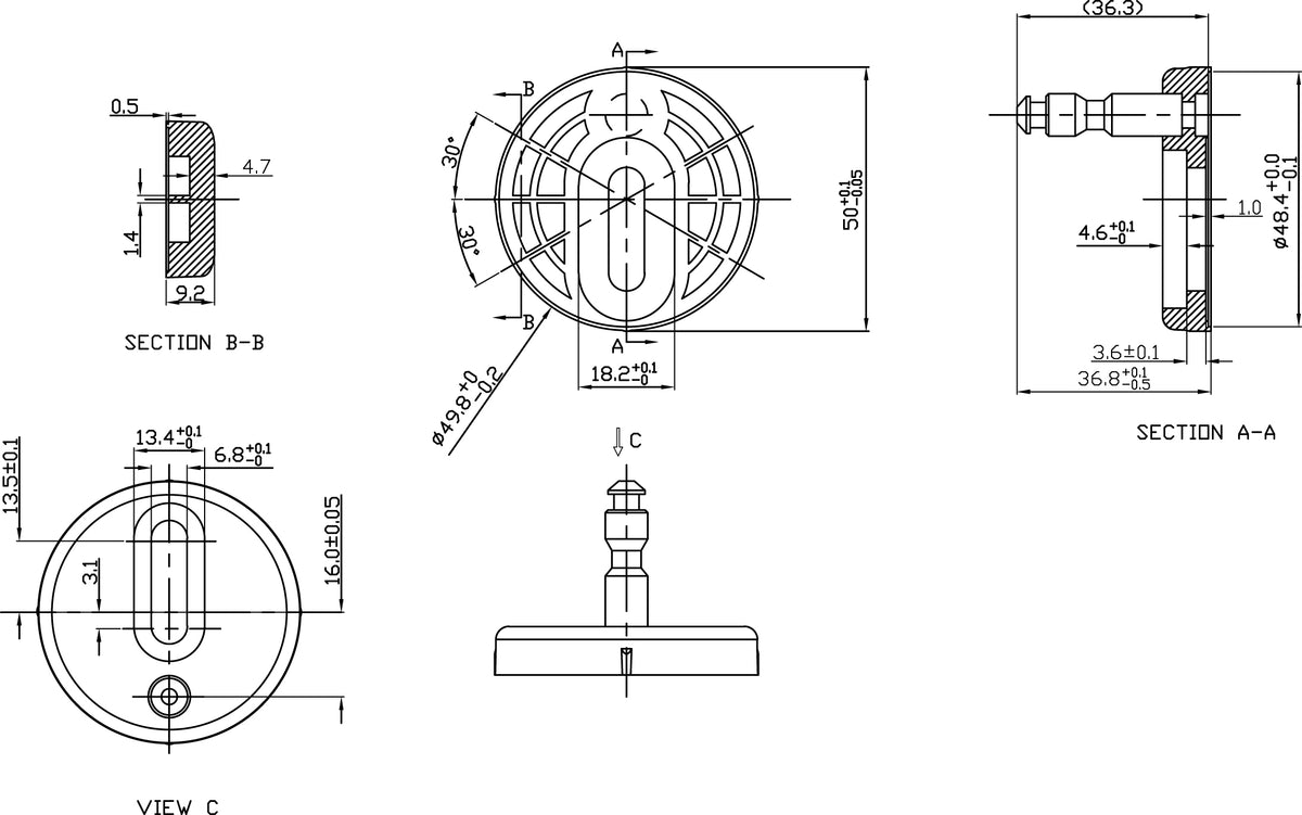 Maattekening Quick-release luxe bevestigingsset toiletzitting Compleet
