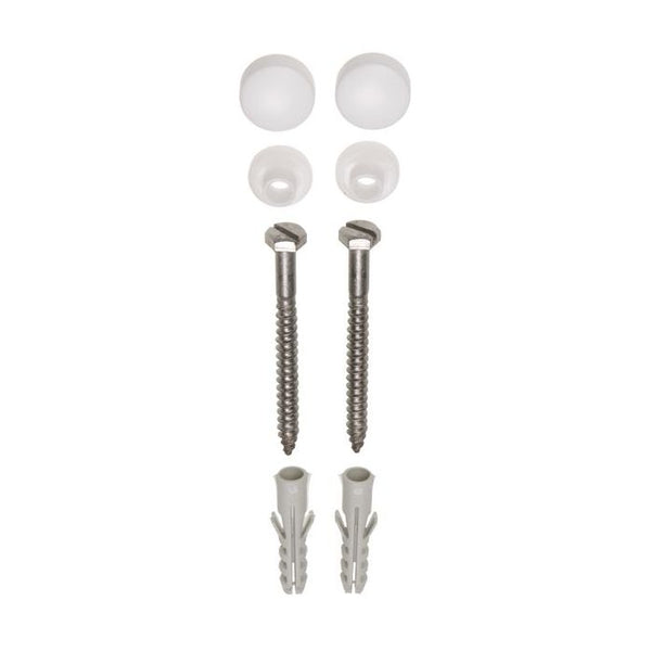 Pot screw set with plug 2 pieces stainless steel 6 x 70 mm cover cap white