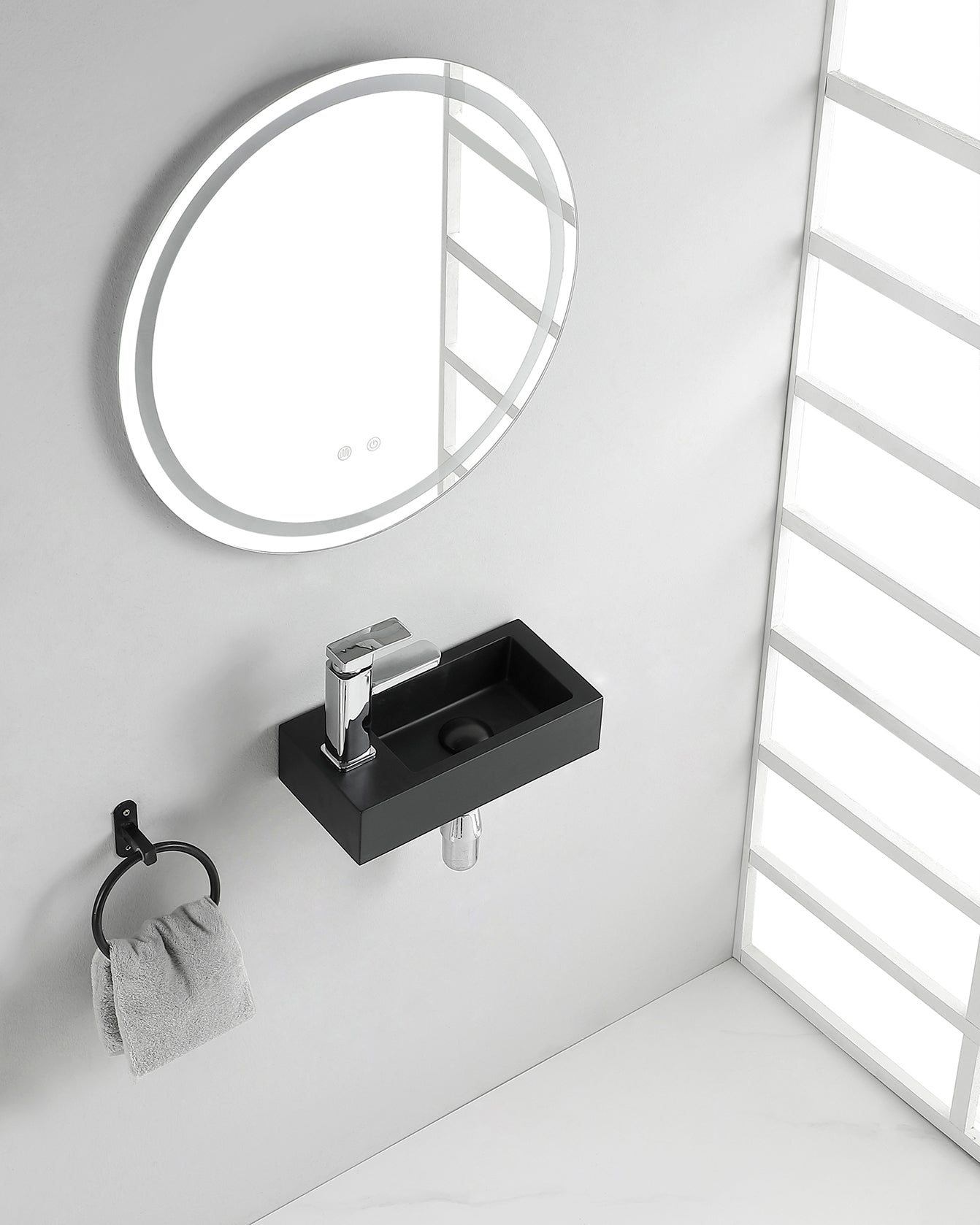 Rhea S mini fontein links 36,5 x 18 x 9 cm quartz - WDtegels