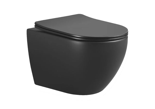 Nibiru rimless wandcloset | Toiletzitting | Softclose en quick release | Mat zwart