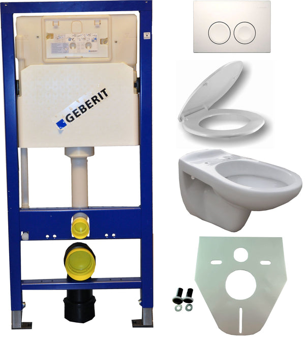 Inodoro Geberit UP 100 +Neptunus de Wiesbaden + asiento Nept. + Delta 21 blanco