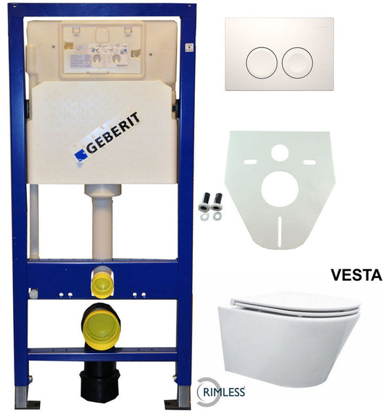 Geberit UP 100 Vesta Rimless wc+ Flatline zitt.+ Delta 25 wit