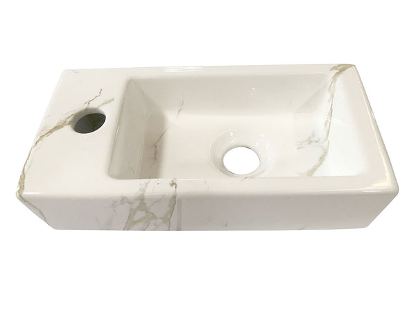 Rhea S mini fountain left 36.5 x 18 x 9 cm ceramic Carrara