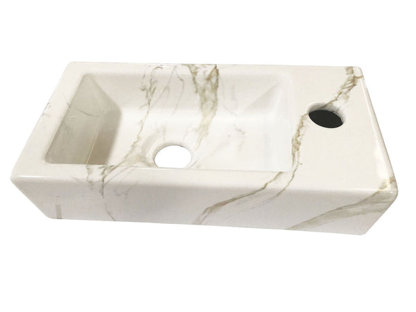 Rhea S mini fountain right 36.5 x 18 x 9 cm ceramic carrara