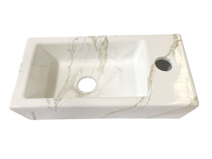 Rhea S mini fontein rechts 36,5 x 18 x 9 cm keramiek carrara - WDtegels