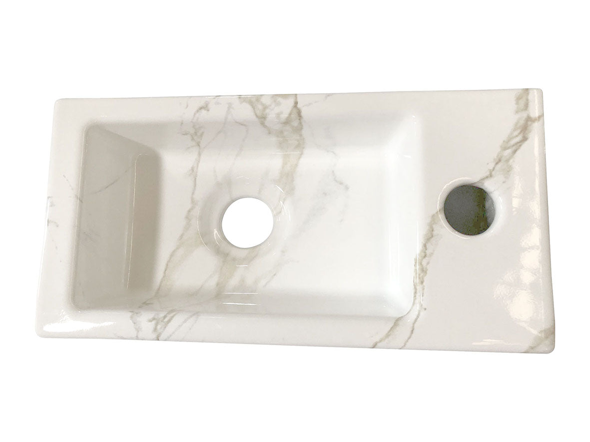 Rhea S mini fontein rechts 36,5 x 18 x 9 cm keramiek carrara - WDtegels