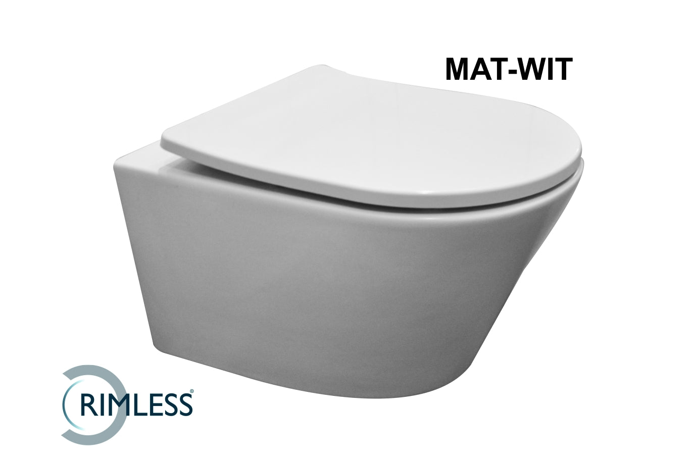 Vesta Rimless wandcloset 52 cm met Shade zitting mat wit