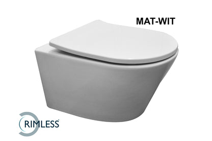 Vesta Rimless wandcloset 52 cm met Shade zitting mat wit