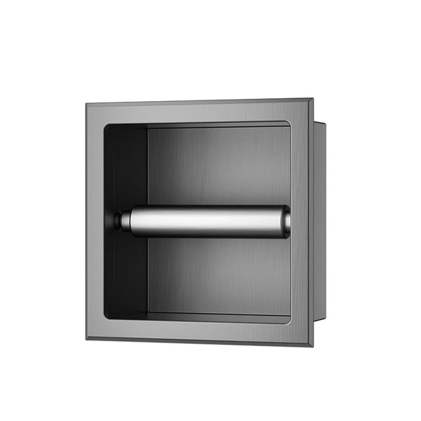 Rocko concealed toilet roll holder without flap | Gunmetal PVD