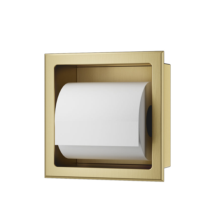 Rocko inbouw toiletrolhouder zonder klep geborsteld messing PVD - productfoto 2