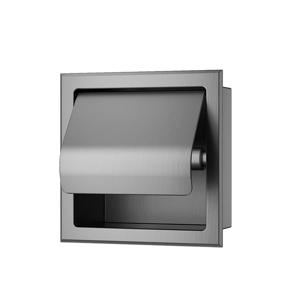 Rocko built-in toilet paper holder with flap | Gunmetal PVD