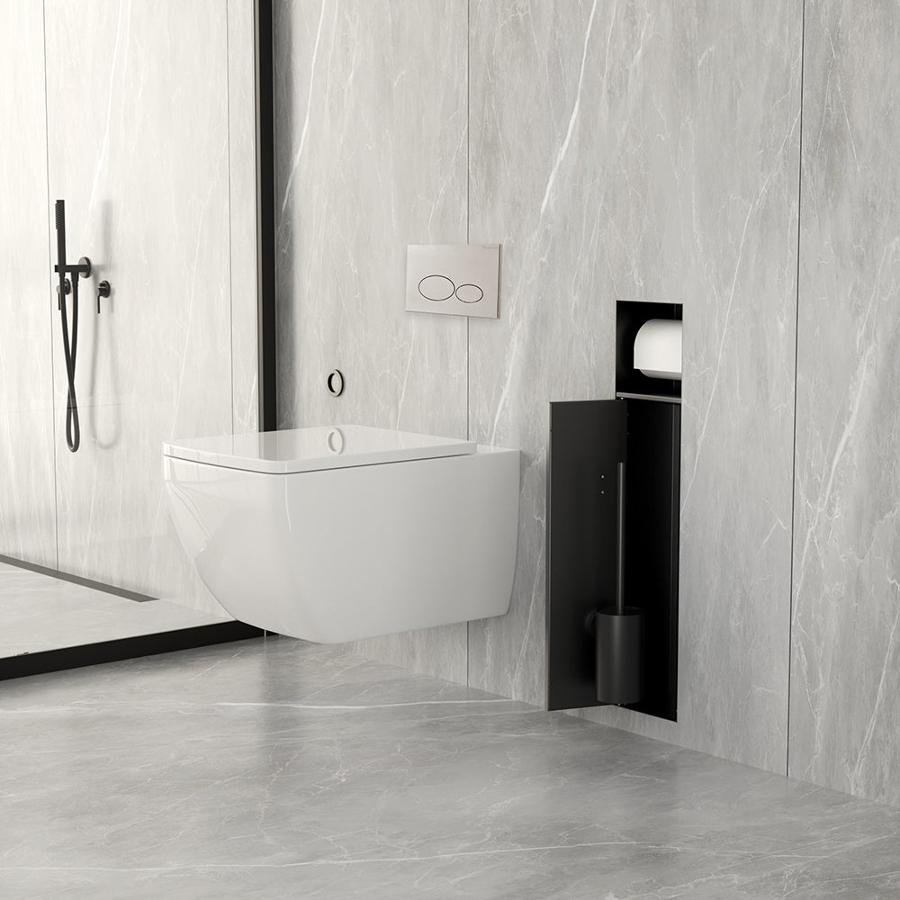 Rocko inbouw toiletrol- en borstelhouder betegelbaar mat zwart - productfoto 4