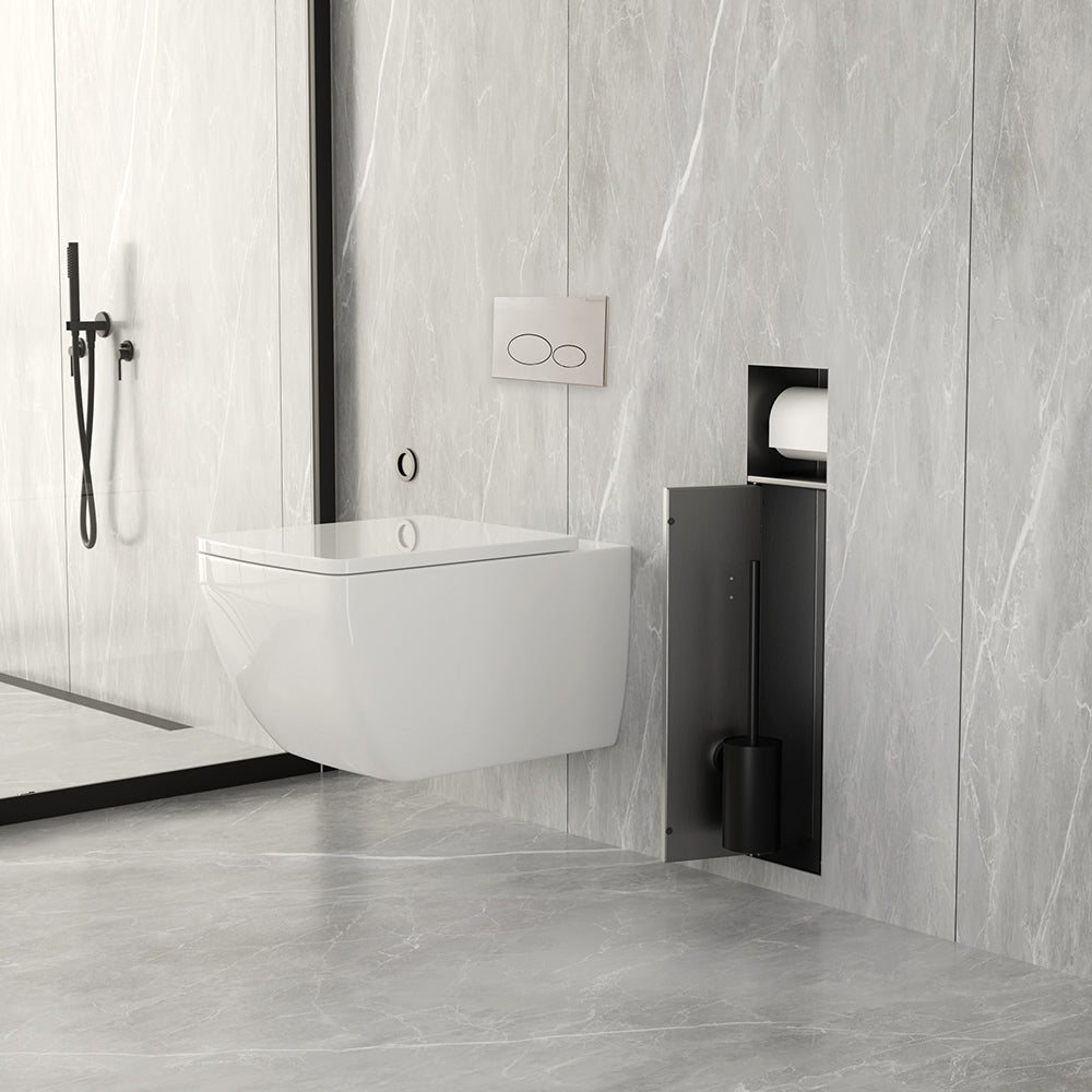Rocko inbouw toiletrol- en borstelhouder betegelbaar gunmetal PVD - productfoto 4