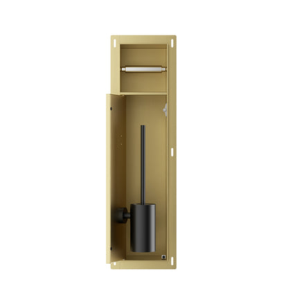 Rocko inbouw toiletrol- en borstelhouder betegelbaar geborsteld messing PVD - productfoto 3