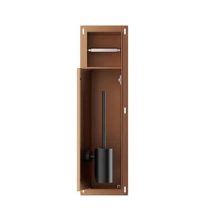 Rocko inbouw toiletrol- en borstelhouder betegelbaar geborsteld brons koper PVD - productfoto 3