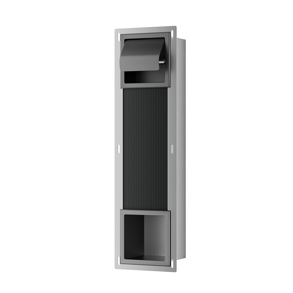 Rocko inbouw toiletrolhouder met klep en reserverolhouder gunmetal - productfoto 3