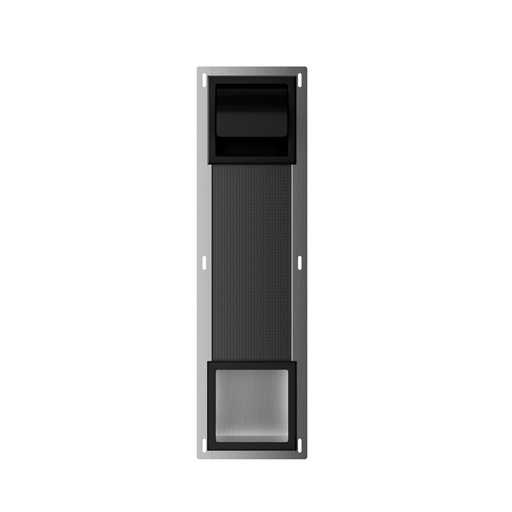 Rocko inbouw toiletrolhouder met klep en reserverolhouder mat zwart