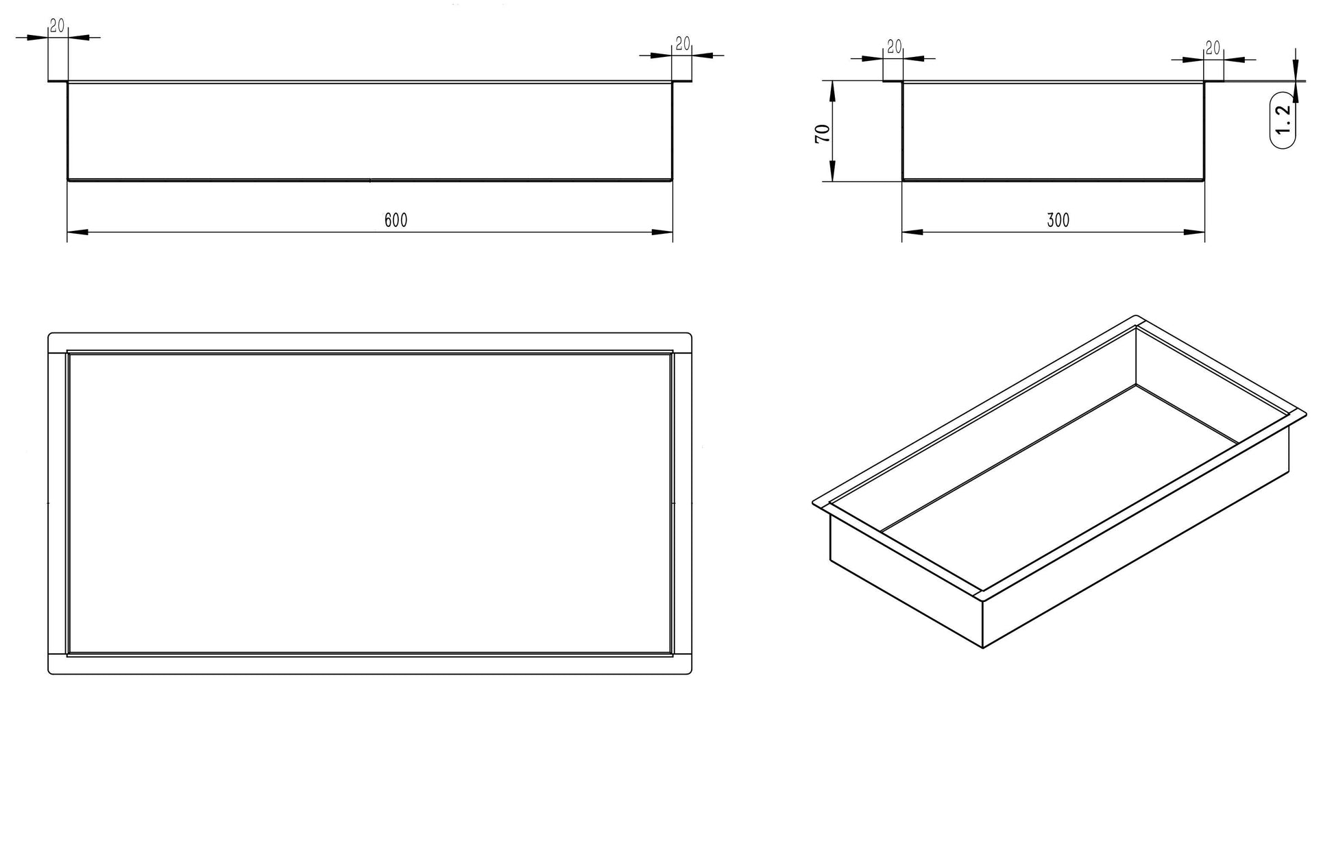 Wiesbaden inbouwnis 30x30x10cm mat-zwart - WDtegels