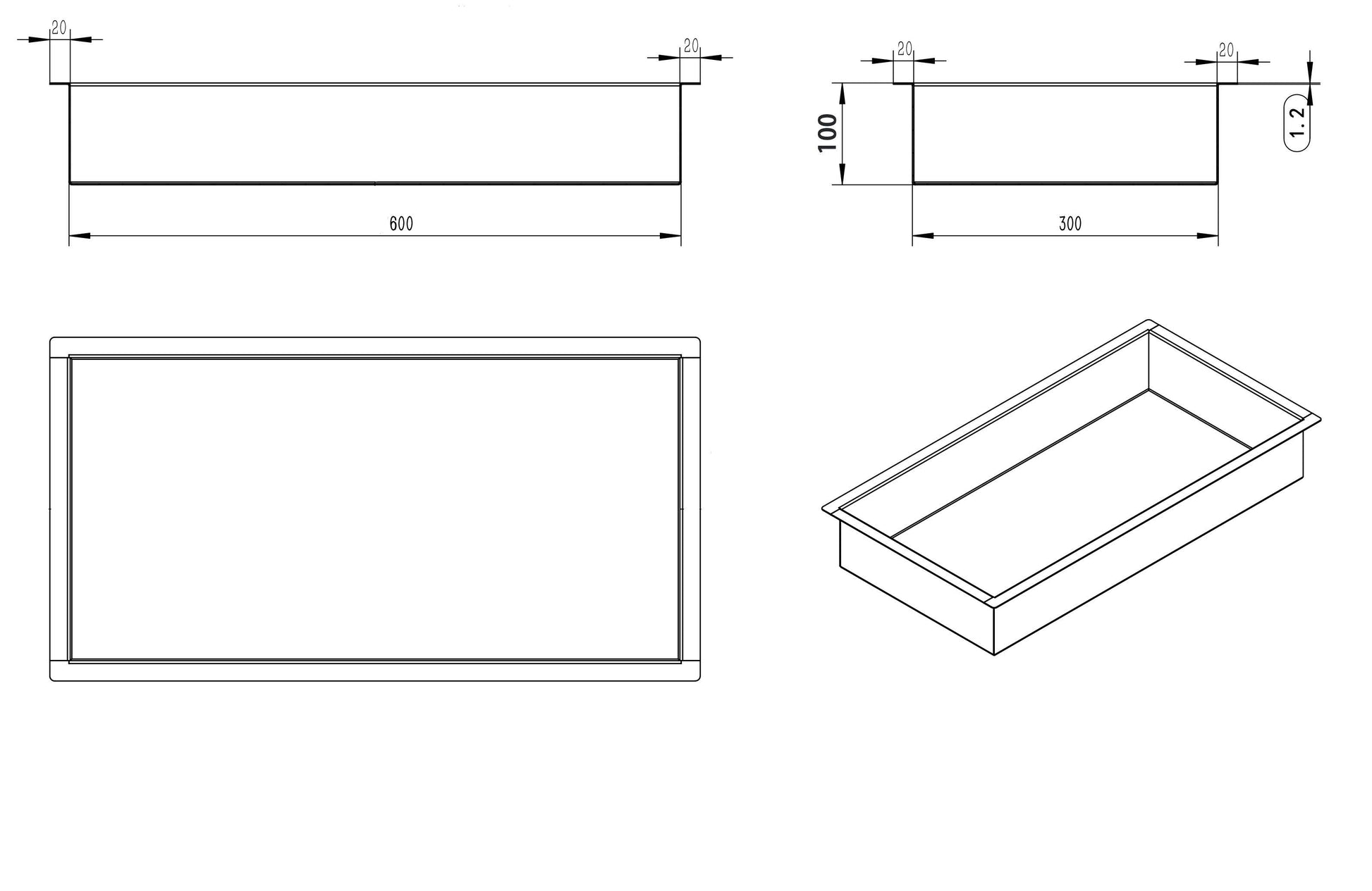 Wiesbaden inbouwnis 30x60x10cm mat-zwart - WDtegels