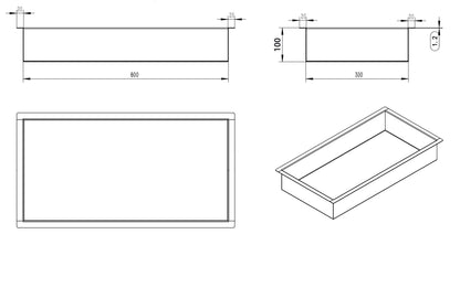 Wiesbaden inbouwnis 30x60x10cm mat-zwart - WDtegels