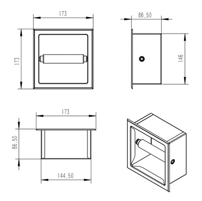 Wiesbaden Built-in toilet roll holder + spare roll holder, matt black