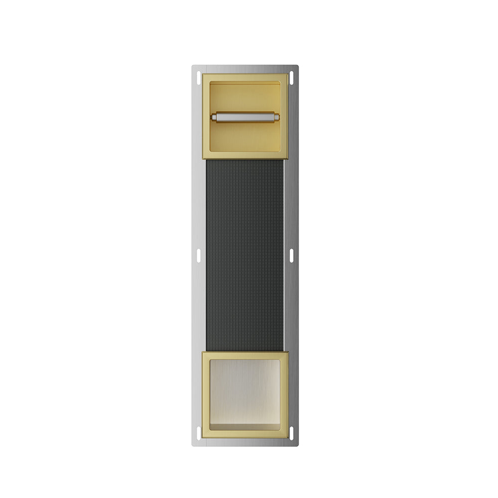 Rocko inbouw toiletrolhouder zonder klep en reserverolhouder geborsteld messing