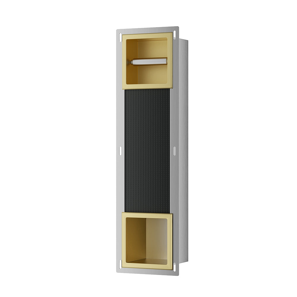 Rocko inbouw toiletrolhouder zonder klep en reserverolhouder geborsteld messing - productfoto 3