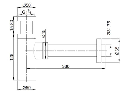 Wiesbaden Star luxe sifon 11/4+muurbuis+rozet mat-zwart