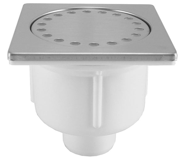 Shower drain with bottom outlet plastic 10 x 10 cm stainless steel