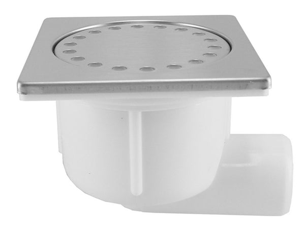 Shower drain with side outlet plastic 10 x 10 cm stainless steel