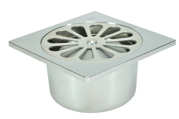 Riko shower drain with bottom outlet 10 x 10 cm chrome