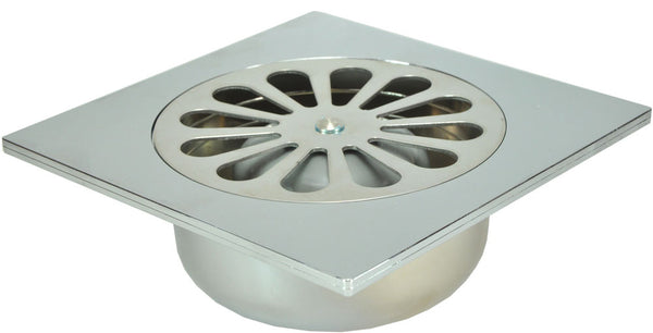 Riko shower drain with bottom outlet 14 x 14 cm chrome