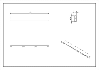 Wiesbaden Glasrooster zwart tbv 60x7 RVS douchegoot