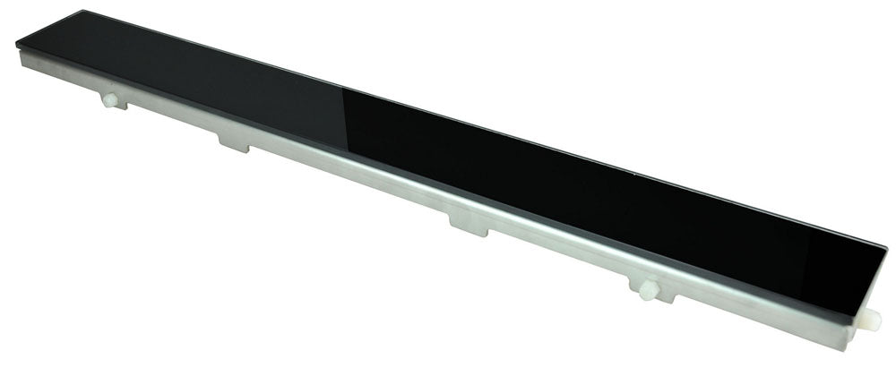 Glasrooster voor douchegoot 60 x 7 cm glanzend zwart - WDtegels