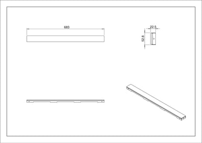 Wiesbaden Glasrooster zwart tbv 70x7 RVS douchegoot