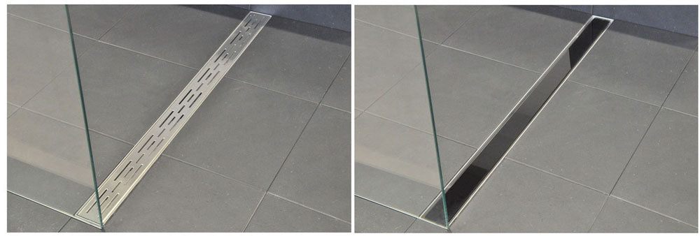 Glasrooster voor douchegoot 80 x 7 cm glanzend zwart - WDtegels