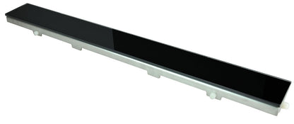Glasrooster voor douchegoot 90 x 7 cm glanzend zwart - WDtegels