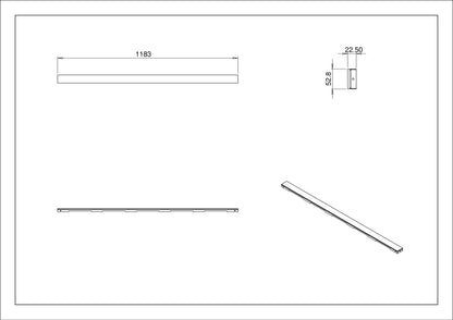 Wiesbaden Glasrooster zwart tbv 120x7 RVS douchegoot