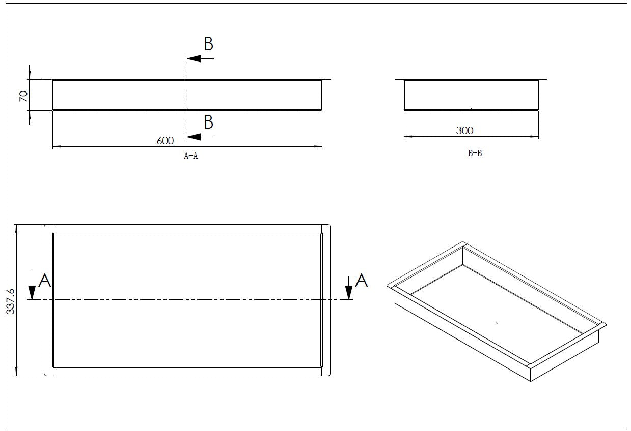 Wiesbaden RVS inbouwnis 30x60x7cm - WDtegels