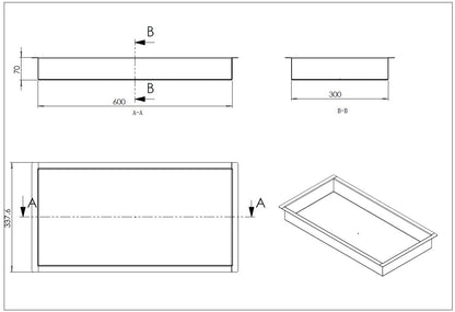 Wiesbaden RVS inbouwnis 30x60x7cm - WDtegels