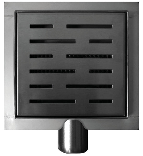 Desagüe de ducha de 3ª generación con brida y salida lateral 15 x 15 cm acero inoxidable