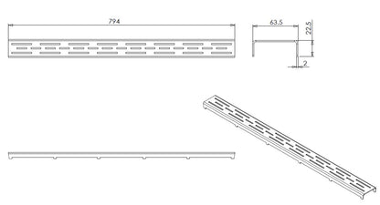 Wiesbaden Loose standard grid for 3rd generation shower drain 80cm