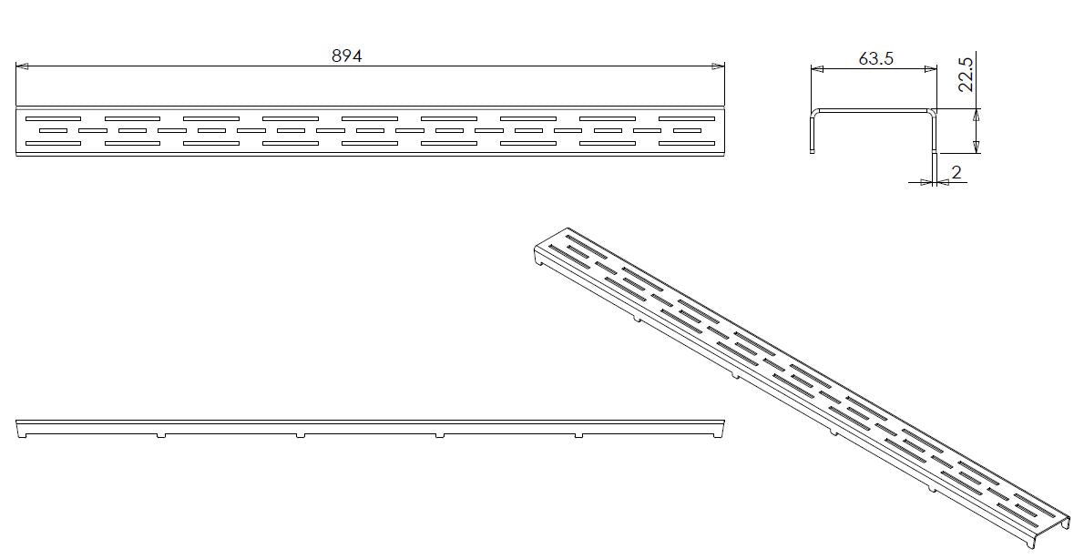 Wiesbaden Loose standard grid for 3rd generation shower drain 90cm