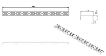 Wiesbaden Loose standard grid for 3rd generation shower drain 100cm