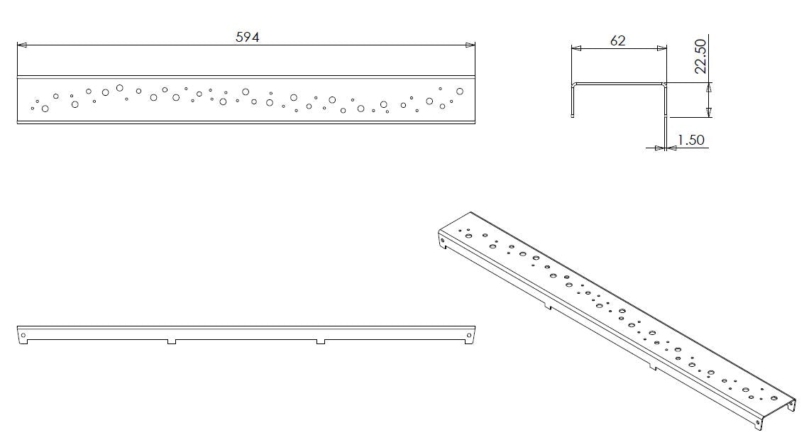 Wiesbaden Loose grid type 2 for 3rd generation shower drain 60cm