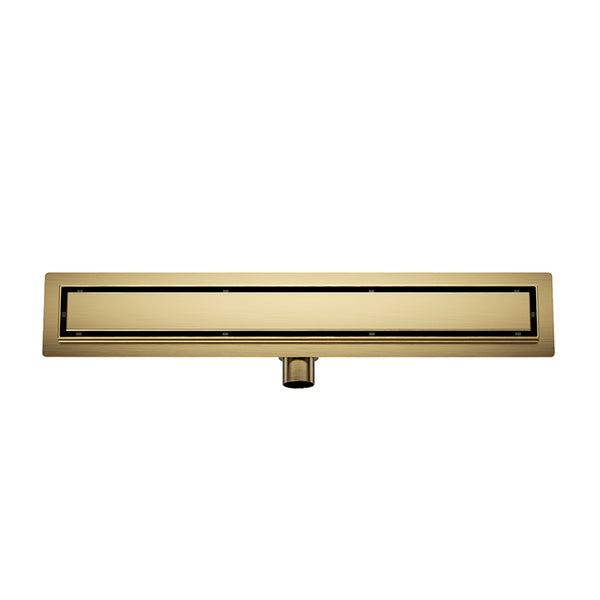 Douchegoot met flens en tegelrooster | 80x7cm | Geborsteld messing PVD